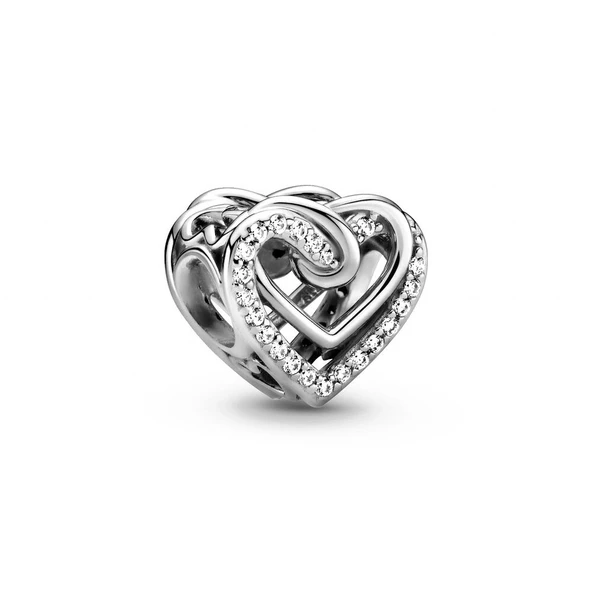 Pandora 799270C01 Işıltılı İç İçe Geçmiş Kalpler Charm