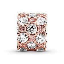 Pandora şıltılı Pembe ve Beyaz Zarafet Charm 14 ayar pembe altın kaplama - Resim 4