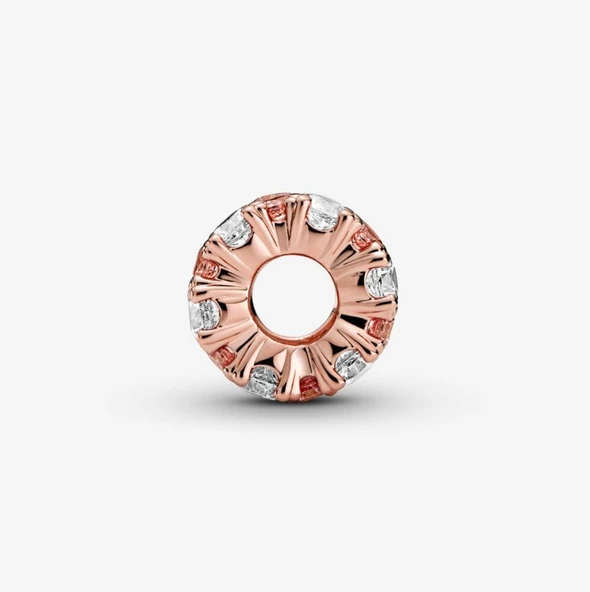 Pandora şıltılı Pembe ve Beyaz Zarafet Charm 14 ayar pembe altın kaplama - Resim 2