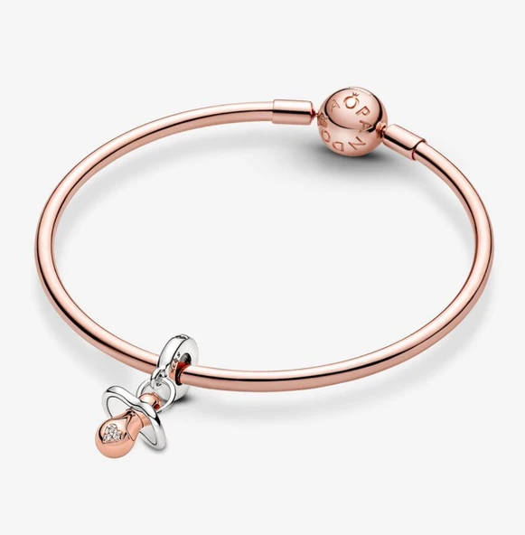 Pandora Bebek Emziği Sallantılı Charm 925 ayar gümüş - Resim 4