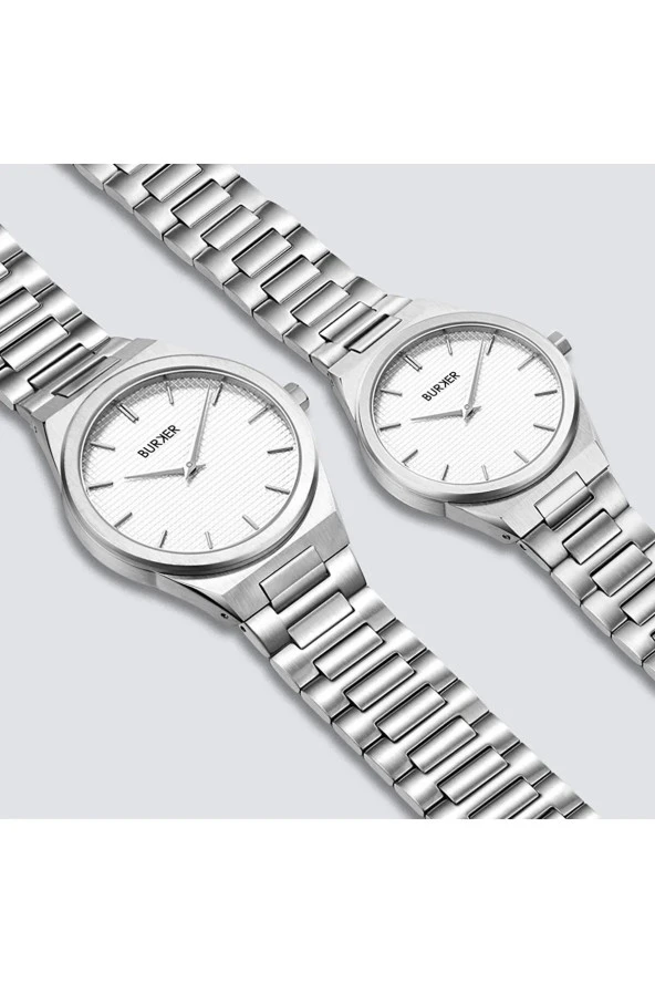 Burker Adam & Eve Silver White Çift Kol Saati - Resim 3