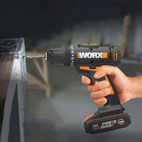 WORX WX100 20Volt/2.0Ah. Li-ion Tek Akülü Profesyonel Şarjlı Matkap - 9