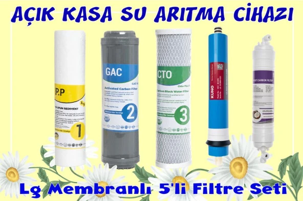 Su Arıtma Filtresi Seti 5 li  Lg Membran Filtre Seti Açık Kasa Cihaz İçin - Resim 2