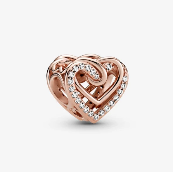 Pandora 789270C01-Işıltılı İç İçe Geçen Kalpler Charm