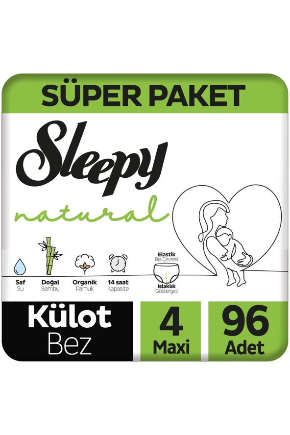 SLEEPY Natural Süper Paket Külot Bez 4 Numara Maxi 96 Adet