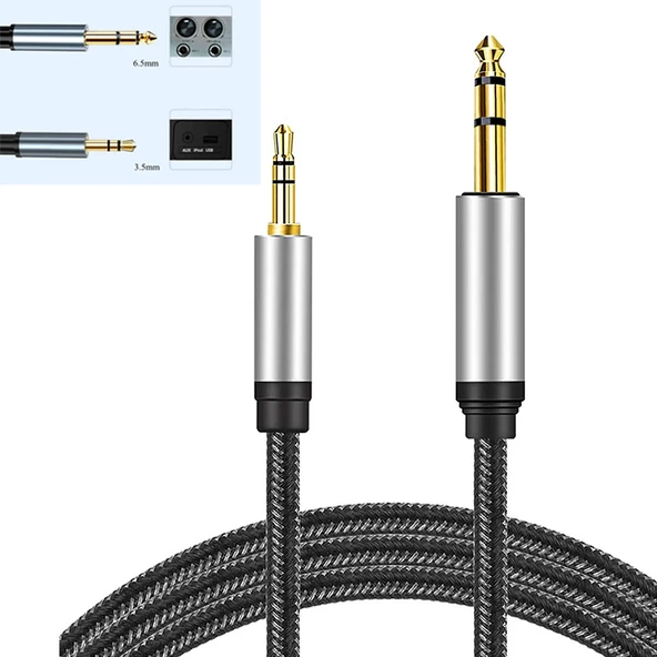 Bilgisayar anfi bağlantı kablosu 3,5/6,3mm stereo aux kablosu 3m - Resim 4