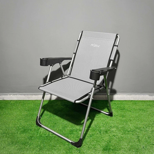 Argeus Rock Katlanabilir Kamp Sandalyesi Bardaklı - Kül Gri (A-14) ürün görseli