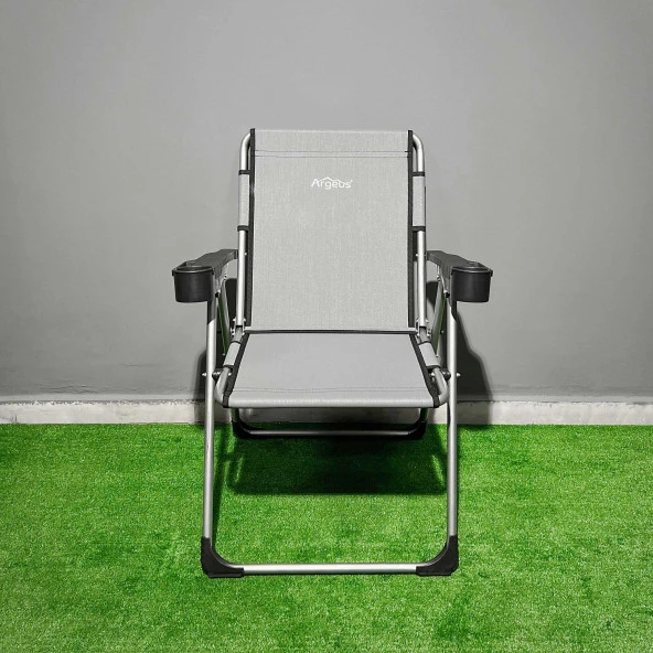 Argeus Rock Katlanabilir Kamp Sandalyesi Bardaklı - Kül Gri (A-14) - Resim 4