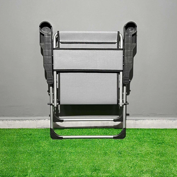 Argeus Rock Katlanabilir Kamp Sandalyesi Bardaklı - Kül Gri (A-14) - Resim 6
