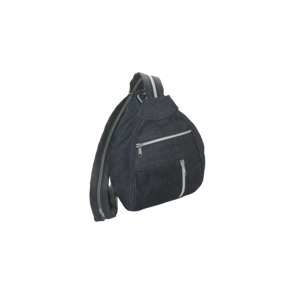 Mebes Denim Kumaş Kadın Sırt ve Omuz Çantası Koyu Gri Serçe Mini ÇntKotSerçeMiniSR006Çs