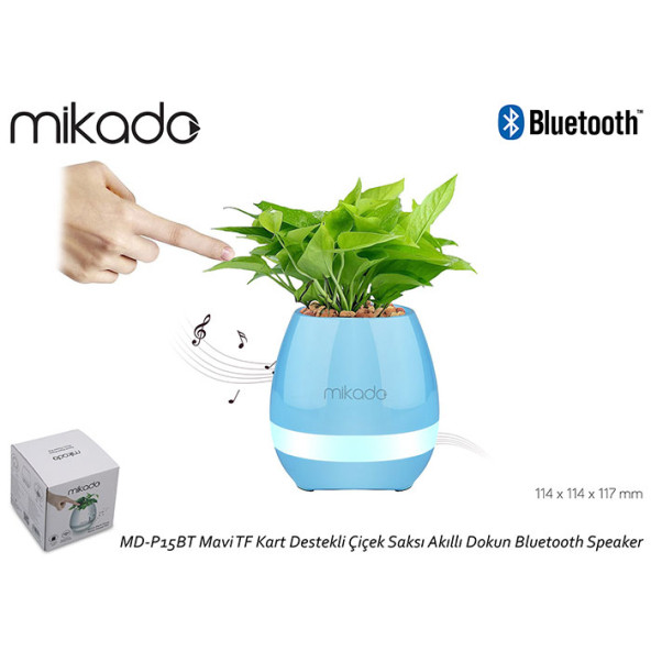 Mikado MD-P15BT Mavi Tf Kart Destekli Çiçek Saksı Akıllı Dokun Bluetooth Speaker