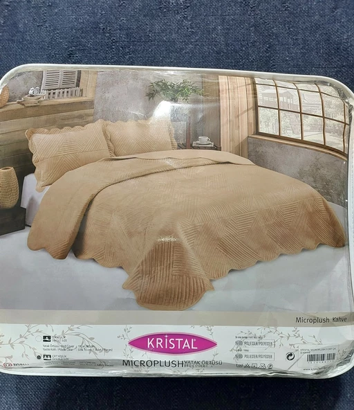 Kristal Microplush Çift Kişilik Yatak Örtüsü (260x240)-Kahve - 2