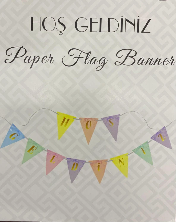 Hoş Geldiniz Makaron Renkli Flama Bayrak 270 cm