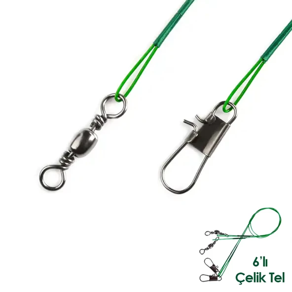 Fishack Klipsli Fırdöndülü Çelik Tel 6'lı ürün görseli 1