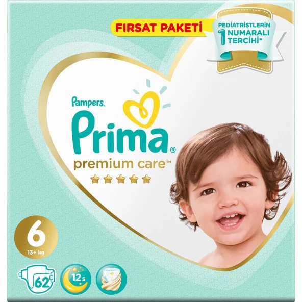 Prima Premium Care Bebek Bezi Fırsat Paketi 6 Beden 62 Adet