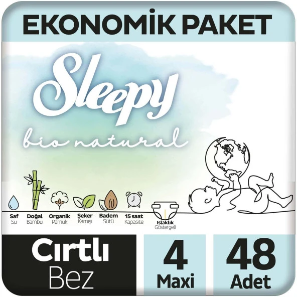 Sleepy Bio Natural Bebek Bezi Jumbo 4 Beden 7-14 Kg 48 Adet