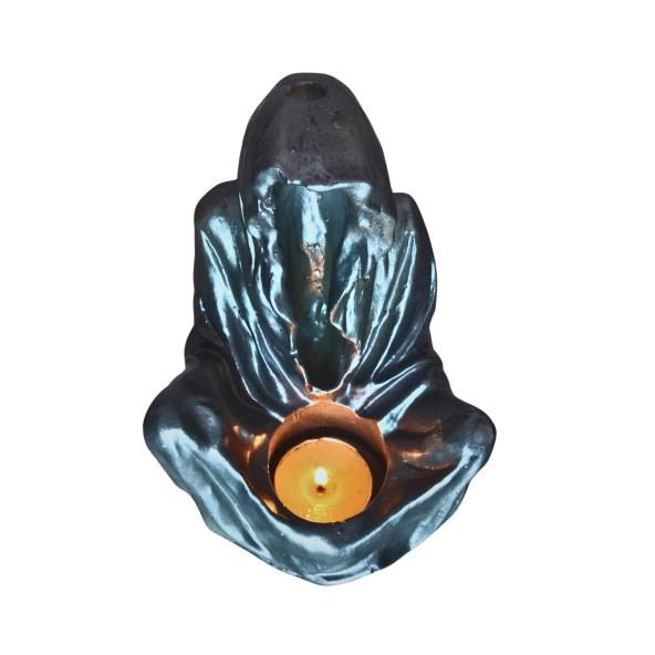 Mantrik Mistik Buhurdanlık Mumluk Tütsülük 15 x 12 cm Gümüş - 3