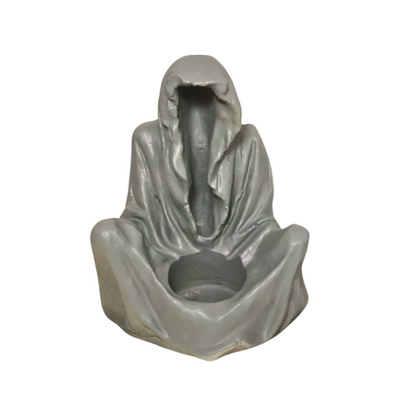 Mantrik Mistik Buhurdanlık Mumluk Tütsülük 15 x 12 cm Gri - 2