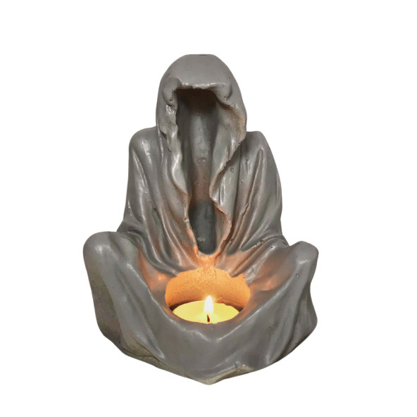 Mantrik Mistik Buhurdanlık Mumluk Tütsülük 15 x 12 cm Gri - 3