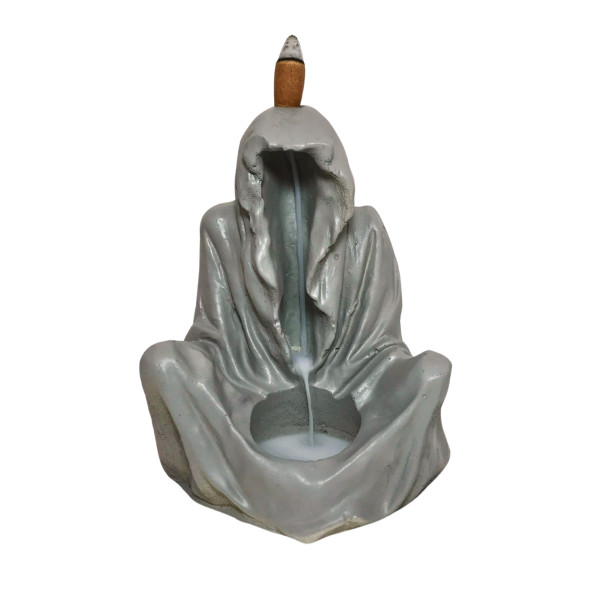 Mantrik Mistik Buhurdanlık Mumluk Tütsülük 15 x 12 cm Gri - 4