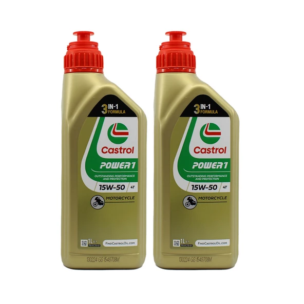 Castrol Power 1 4T 15W-50 1 Lt 4 Zamanlı Motosiklet Yağı (2 Adet)