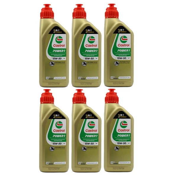 Castrol Power 1 4T 15W-50 1 Lt 4 Zamanlı Motosiklet Yağı (6 Adet)