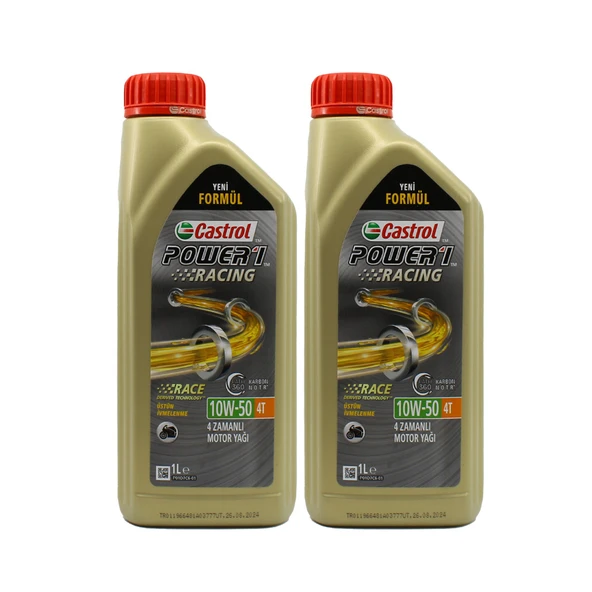 Castrol Power 1 Racing 10W-50 4T 1 Lt Motosiklet Yağı (2 Adet)