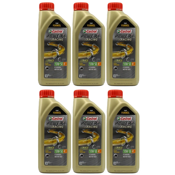 Castrol Power 1 Racing 10W-50 4T 1 Lt Motosiklet Yağı (6 Adet)