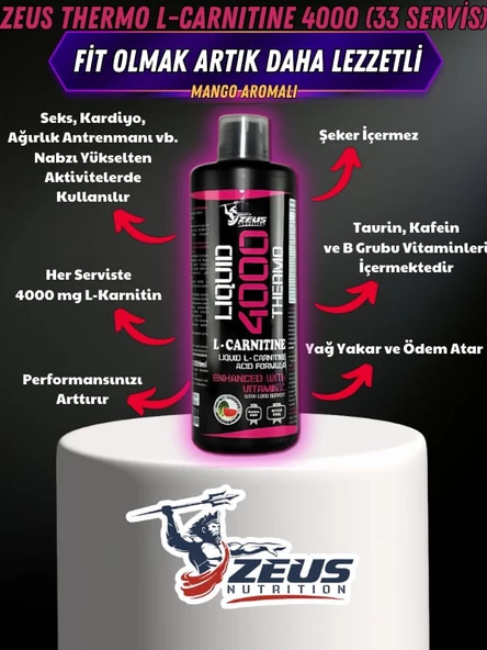 Zeus Nutrıtıon 4000 Thermo L-Carnitine 1000 mL Mango