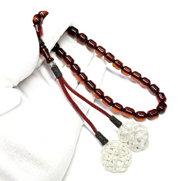 Çubuk Malzeme Kazaz Püsküllü Kapsül Model 9-11mm Ateş Sıkma Kehribar Tesbih