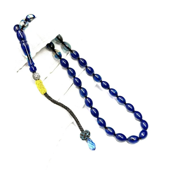 Beyzi Model Kazaz Püsküllü 7-10mm Hareli Ateş Sıkma Kehribar Tesbih