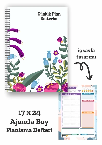 Çiçek Bahçesi Günlük Planlayıcı Defter  - Ders Çalışma Planlayıcı Defteri - Planlama Defteri - 1