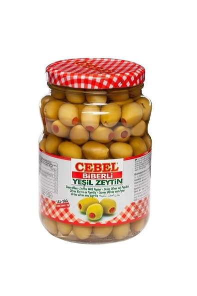 Cebel Biberli Yeşil Zeytin 400  Gr Cam