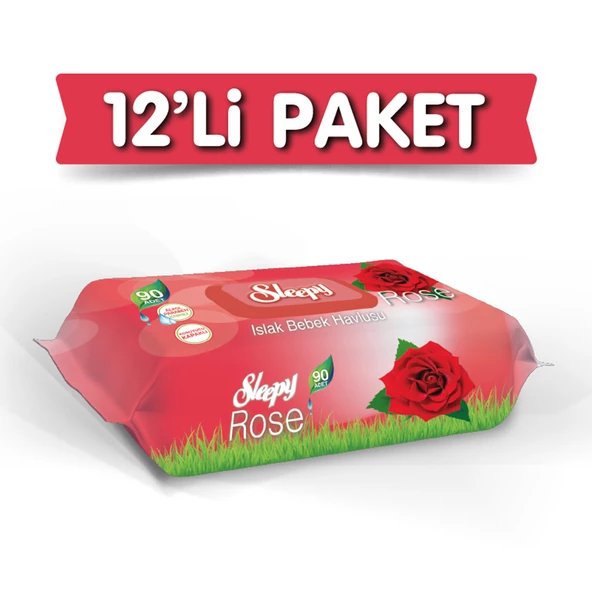 Sleepy Gül Kokulu Islak havlu 12X90 lı 12 paket 1080 Yaprak