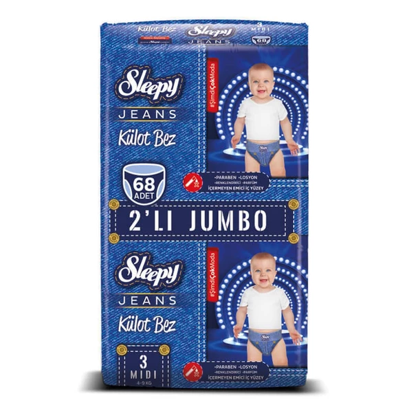 Sleepy Jeans Külot Bez 3 Beden Midi 2'li Jumbo 68 Adet