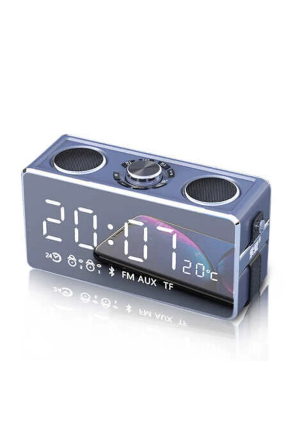 S18 Taşınabilir Kablosuz Bluetooth Hoparlör - Dijital Saat & Fm Radyo & Usb & Hafıza Kartı
