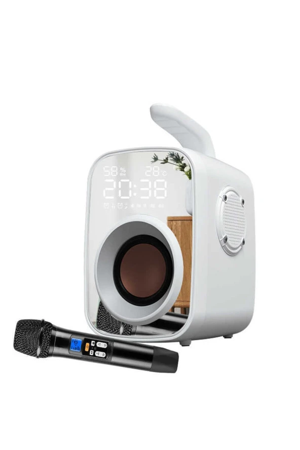 Sh25 Taşınabilir Kablosuz Bluetooth Hoparlör - Harici Mikrofonlu & Dijital Saat & Fm Radyo