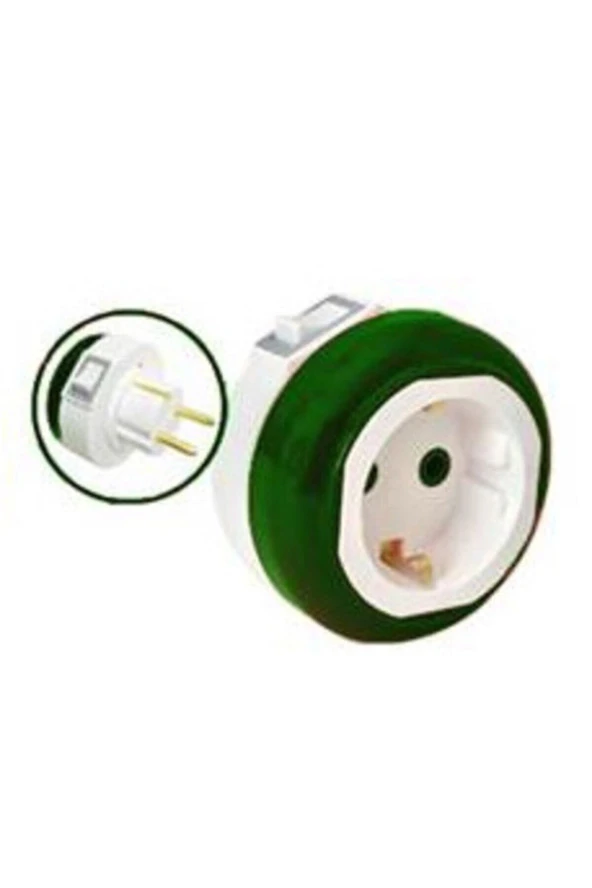 Topraklı Prizli Gece Lambası - Anahtarlı - Yeşil Renk