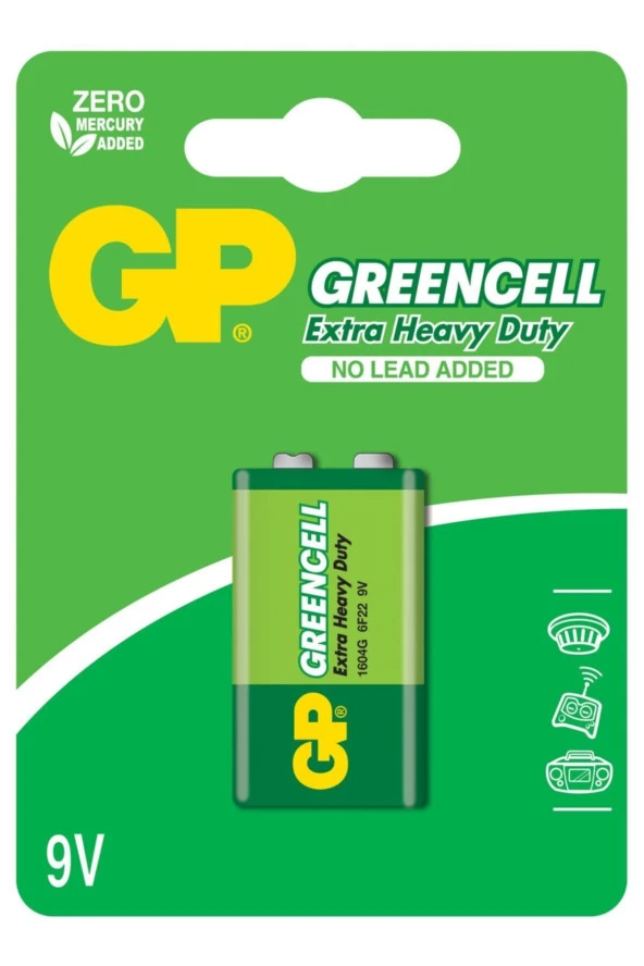 Batteries 1604g Greencell 6f22/1222/9v Pil, 9 Volt, Tekli Kart