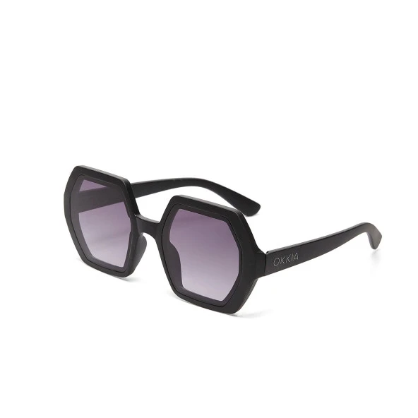 Okkia Emma Big Hexagonal Unisex Güneş Gözlüğü Siyah - 2
