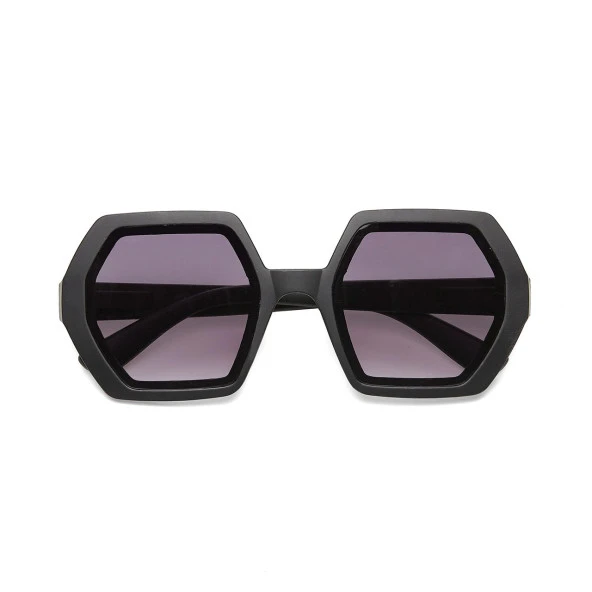 Okkia Emma Big Hexagonal Unisex Güneş Gözlüğü Siyah - 3