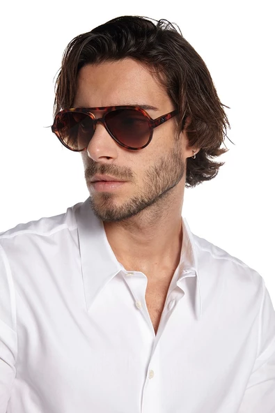 Okkia Alessio Unisex Güneş Gözlüğü Klasik Havana - Resim 5