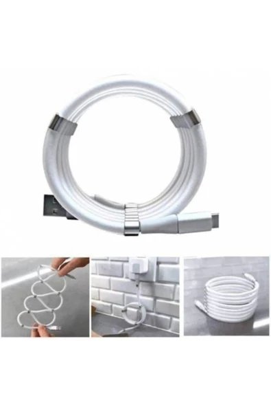 Manyetik Mıknatıslı Kendini Toparlayan Micro Usb Hızlı Şarj Kablo - 4