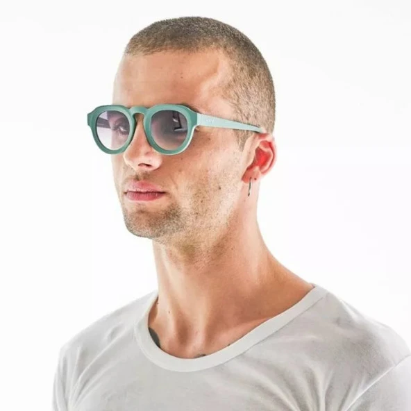 Okkia Zeno Round Unisex Yeşil Güneş Gözlüğü Siyah Gradyan - Resim 2