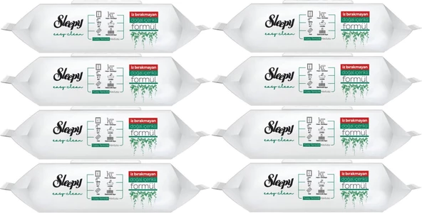 Sleepy Easy Clean Yüzey Temizlik Havlusu 100 Yaprak Plastik Kapaklı (8 Li Set) 800 Yaprak