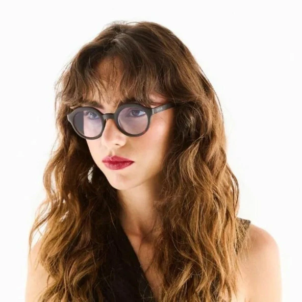 Okkia Lauro Unisex Yuvarlak Siyah Havana Güneş Gözlüğü   Mavi Gradyan - 3