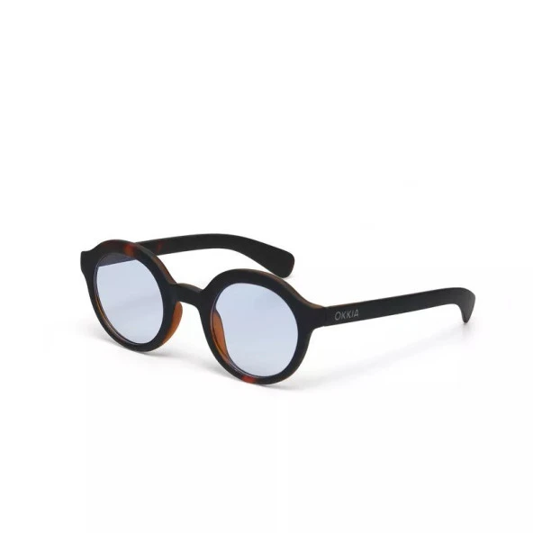 Okkia Lauro Unisex Yuvarlak Siyah Havana Güneş Gözlüğü   Mavi Gradyan - 4