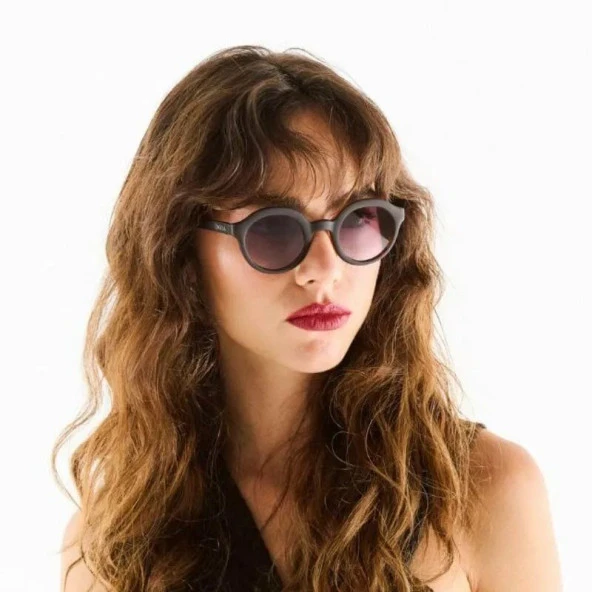 Okkia Lauro Unisex Yuvarlak Siyah Havana Güneş Gözlüğü Siyah Gradyan - 3