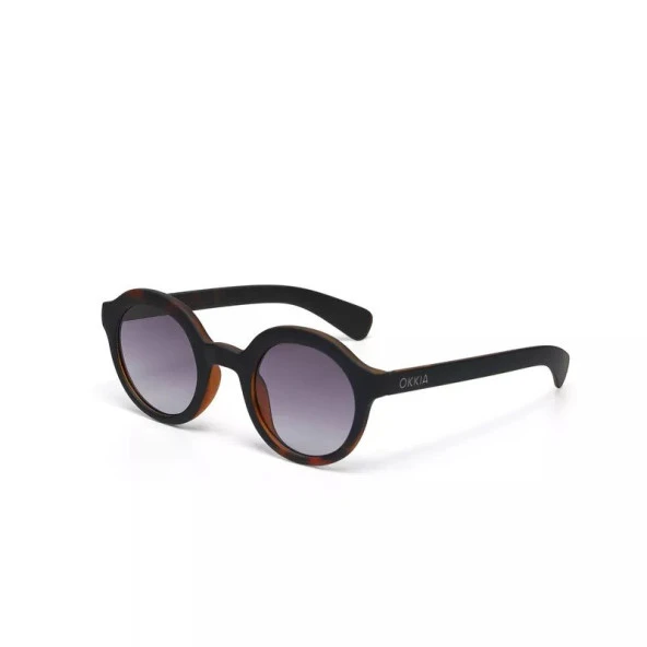 Okkia Lauro Unisex Yuvarlak Siyah Havana Güneş Gözlüğü Siyah Gradyan - 4