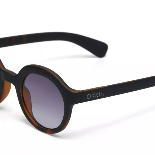 Okkia Lauro Unisex Yuvarlak Siyah Havana Güneş Gözlüğü Siyah Gradyan - 5
